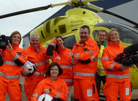 Ian Cundall, (third from right) with the Helicopter Heroes team that won the prestigious Award for Aviation Journalism.