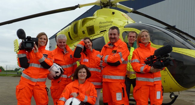 Ian Cundall, (third from right) with the Helicopter Heroes team that won the prestigious Award for Aviation Journalism.