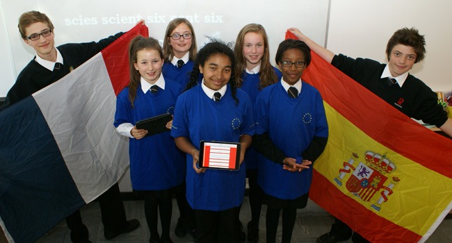 Students at Rossett School celebrate achieving the International School Award