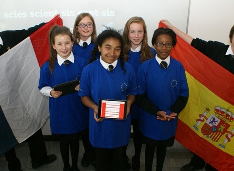 Students at Rossett School celebrate achieving the International School Award.