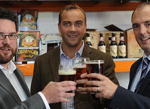 Chris France and Mark Roberts, directors of Beer Hawk with Henry Erdozain from Carter Jonas