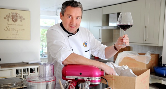 The French Chef at Home Yves Quemerais unpacks his kitchenware ready to welcome diners into his country kitchen near Harrogate