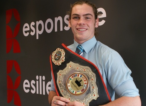 PJ Stubbs with the ABA Yorkshire open age heavyweight belt, which he has retained for the third time