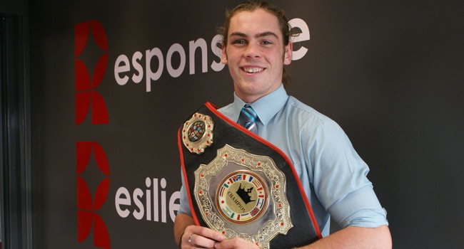 PJ Stubbs with the ABA Yorkshire open age heavyweight belt, which he has retained for the third time