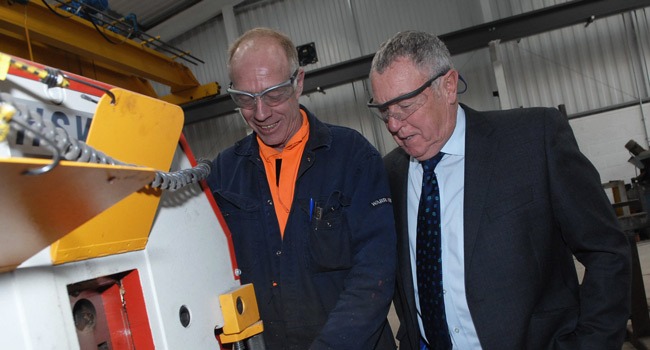 Pictured (L to R) at SBu Fabrication’s new workshop near Knaresborough are SBu Fabrication manager, Andy Cooke, and SB Utilities managing director Keith Swales