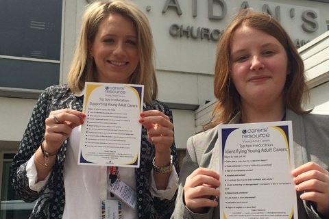 Hettie Flynn (left) of the Carers' Resource with young carer Ruth Mellor, who is a Year 12 student at St Aidan's School, Harrogate