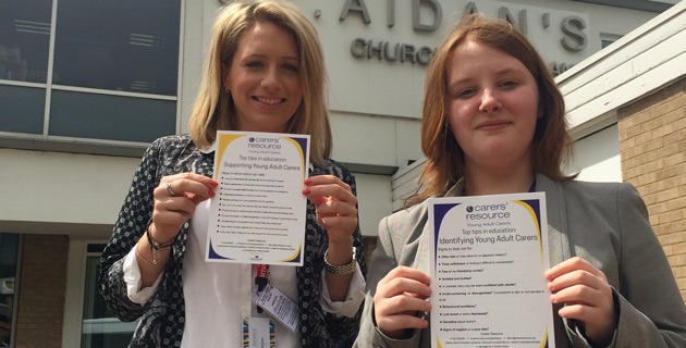 Hettie Flynn (left) of the Carers' Resource with young carer Ruth Mellor, who is a Year 12 student at St Aidan's School, Harrogate