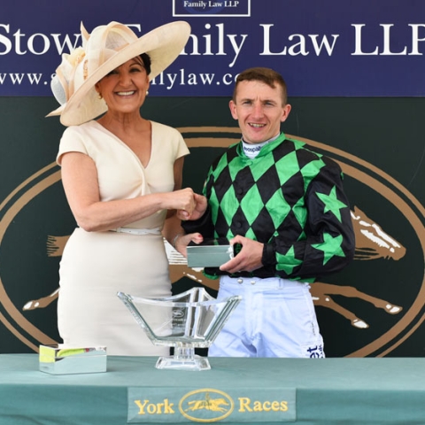 Marilyn Stowe with winning jockey, P McDonald
