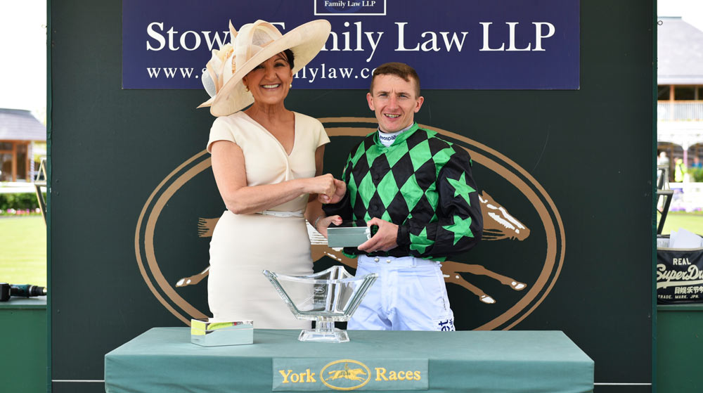 Marilyn Stowe with winning jockey, P McDonald