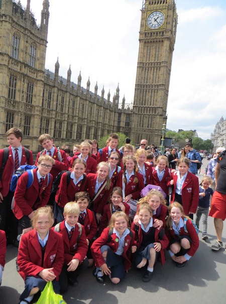 Belmont Grosvenor School pupils outside Parliament