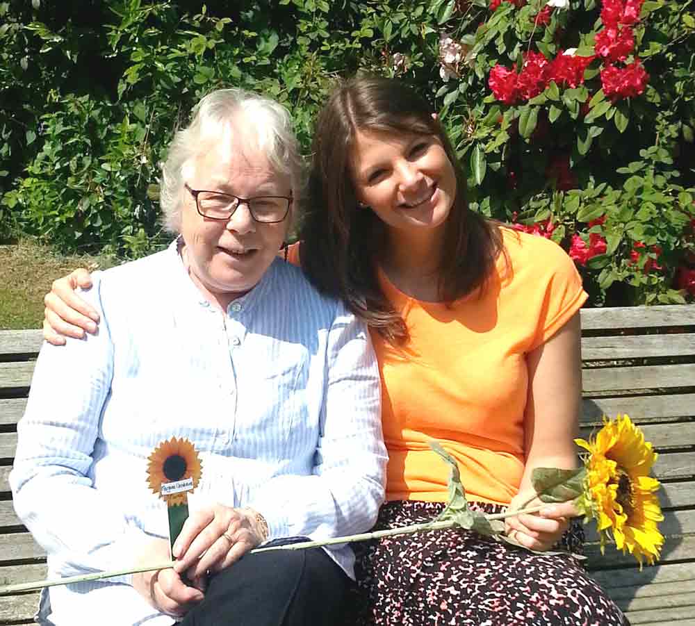 Dorothy Hope who is taking part in Saint Michael’s Say It With Sunflowers event with her niece Emma Keating