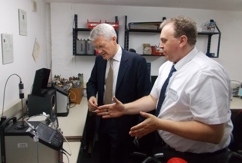 Andrew Jones MP being shown operational equipment in the new ‘Colin Smith Laboratory’