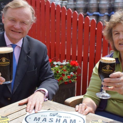 Full Steam Ahead! T&R Theakston Ltd Executive Director Simon Theakston and Masham Steam Engine and Fair Organ Rally organiser Flo Grainger
