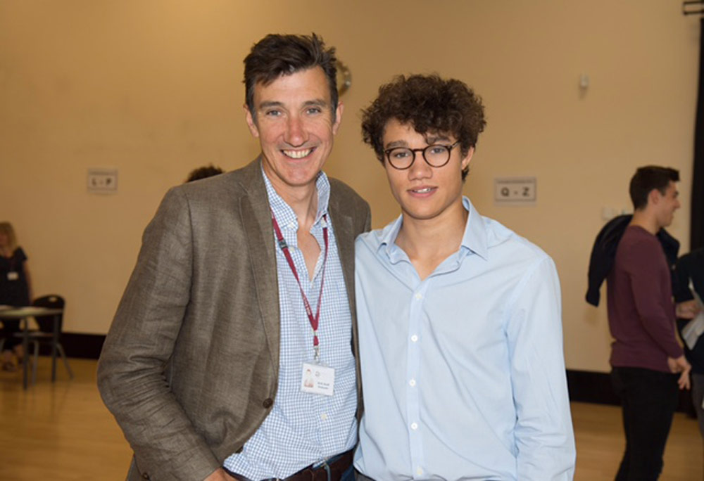 Headteacher Richard Sheriff celebrating success with his son – 2 A* &amp; “ A going to LSE to study economics