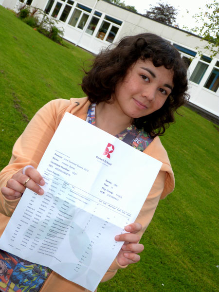 Amelia Byrne got all A grades plus one A* and will be staying on for Sixth Form at Rossett School