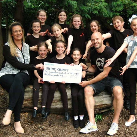 Danny Mills (Patron of Shine), Katie Skinner (artist at Leeds & Reading Festival 2015, Tilly Ducker (musical theatre artist) and danSing intermediates