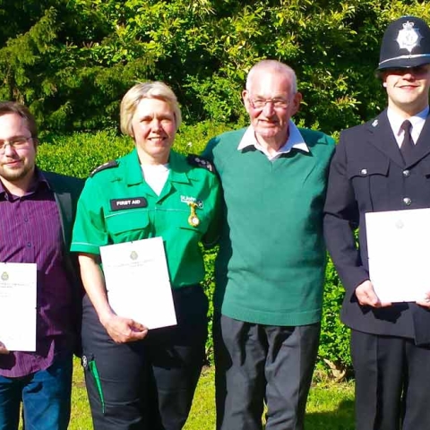PC Graham Frostick, Mr David Inman, Sue Grant, St John Ambulance and Craig Nelson bystander CPR