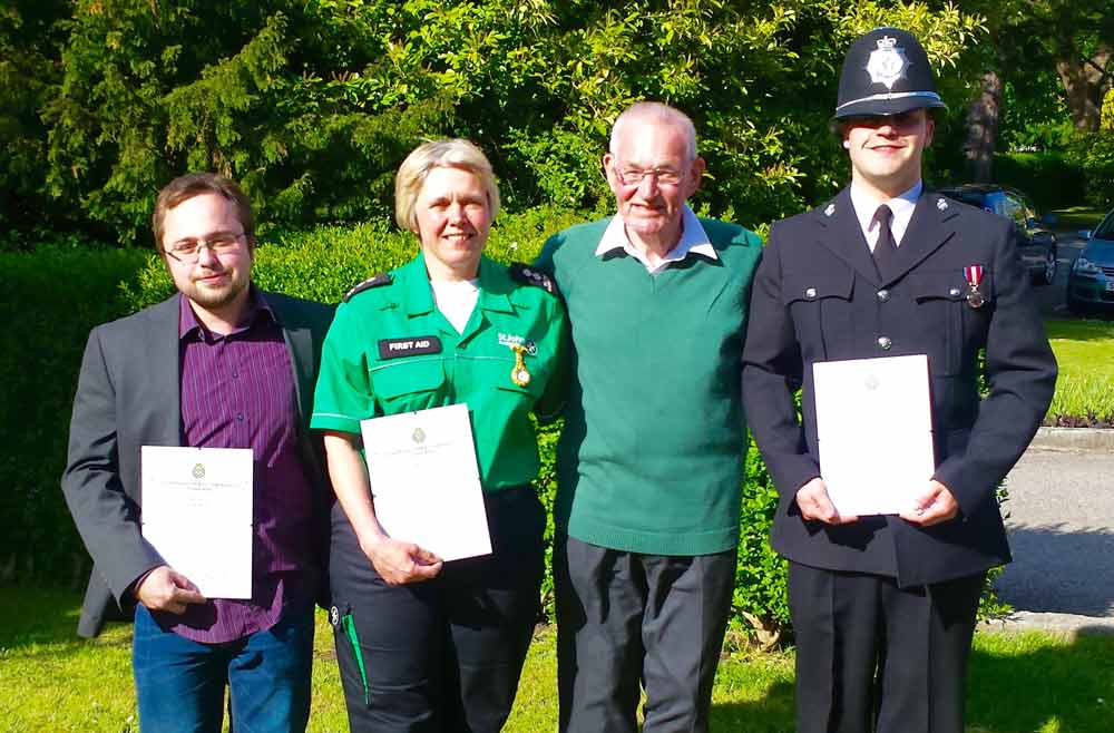 PC Graham Frostick, Mr David Inman, Sue Grant, St John Ambulance and Craig Nelson bystander CPR