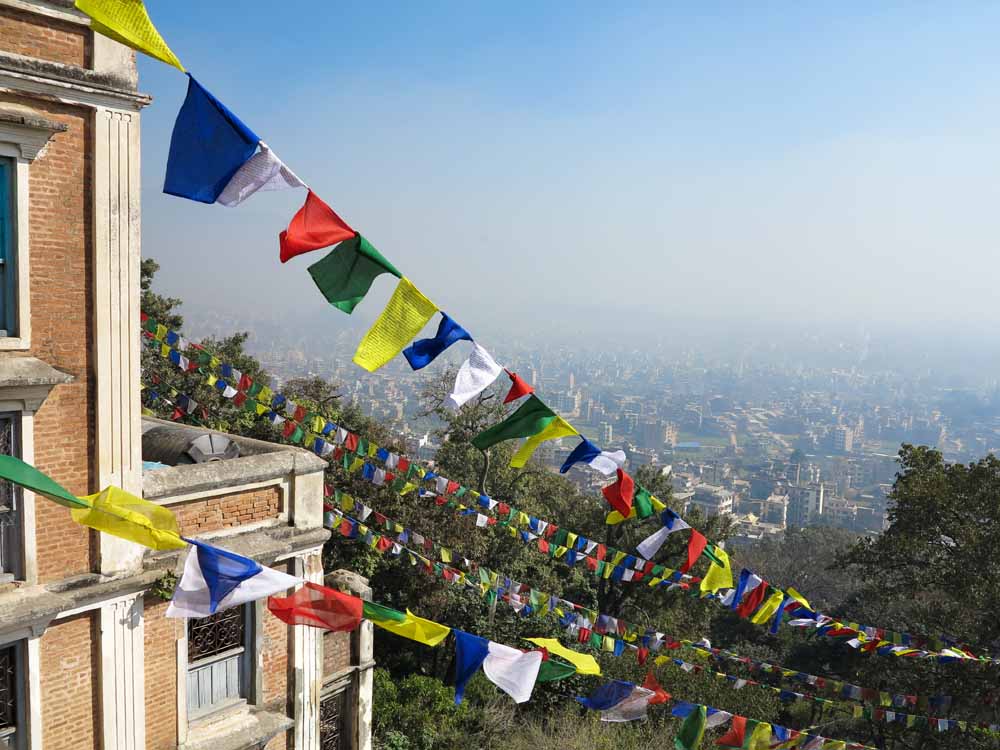 Prayer flags at the 'Monkey Temple', Kathmandu, Nepal