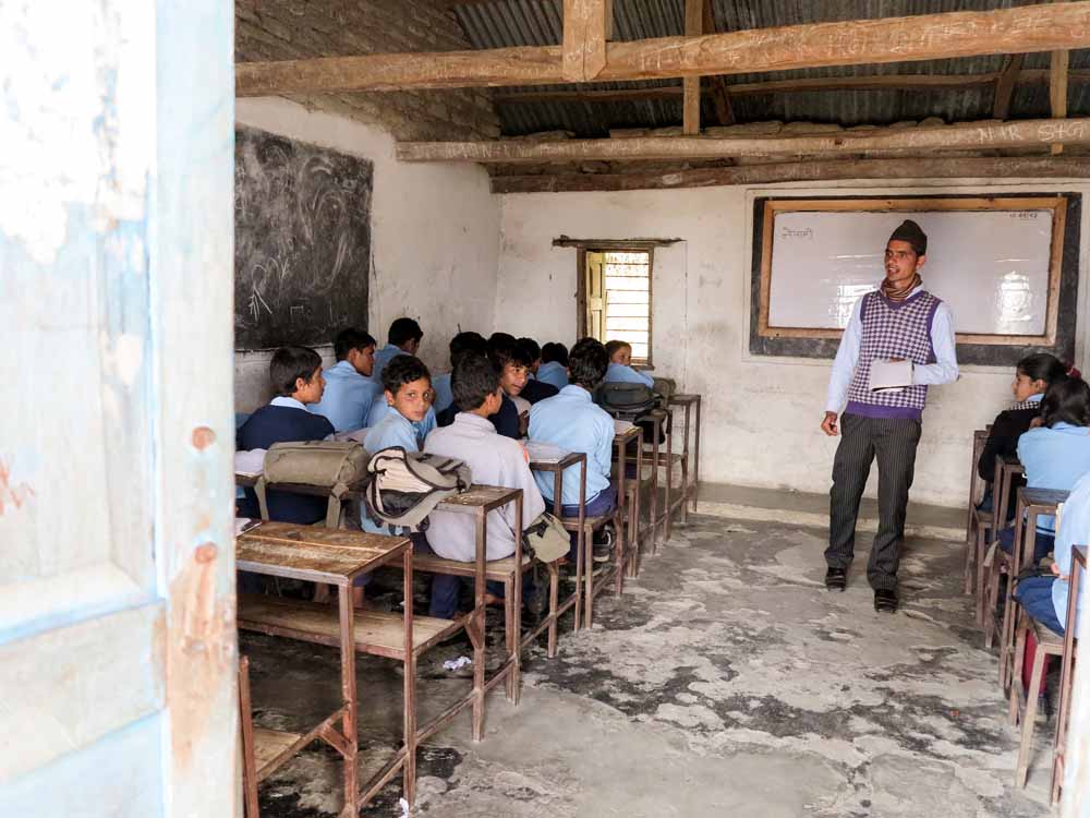 A lesson at Shree Tri Shahid Higher Secondary School, Panchamul