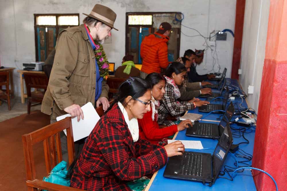 Rotarian Guy Wilson helps train teachers from Shree Gaun Pharka Lower Secondary School