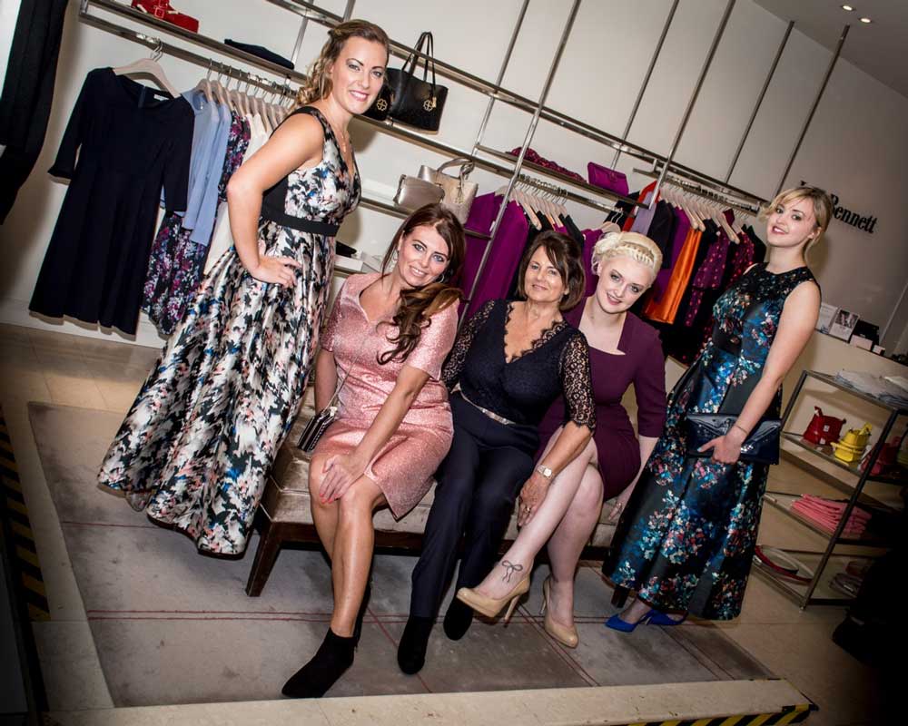 Modelling for charity left to right: Emily Adshead, Heidi Green, Lynda Oliver, Ashleigh Young, Lucy Morgan. Photograph by Lee Dilloway Photography