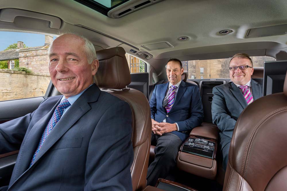 WeChauffeur.co.uk driver Nigel McDonald with directors Mark Bowman and Sean Sanpher