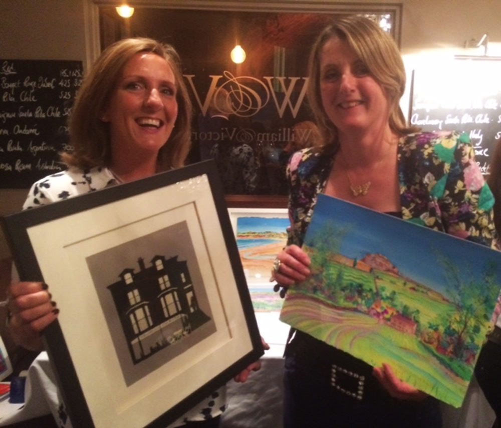 Jo Straker, W&V co owner, left, with Anita Bowerman at the launch of the restaurant's exhibition