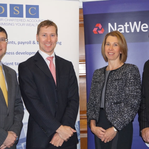 Graham French and John Garbutt of DSC Chartered Accountants with Fiona Runcorn and Chris Matthewman of Nat West’s Harrogate business team