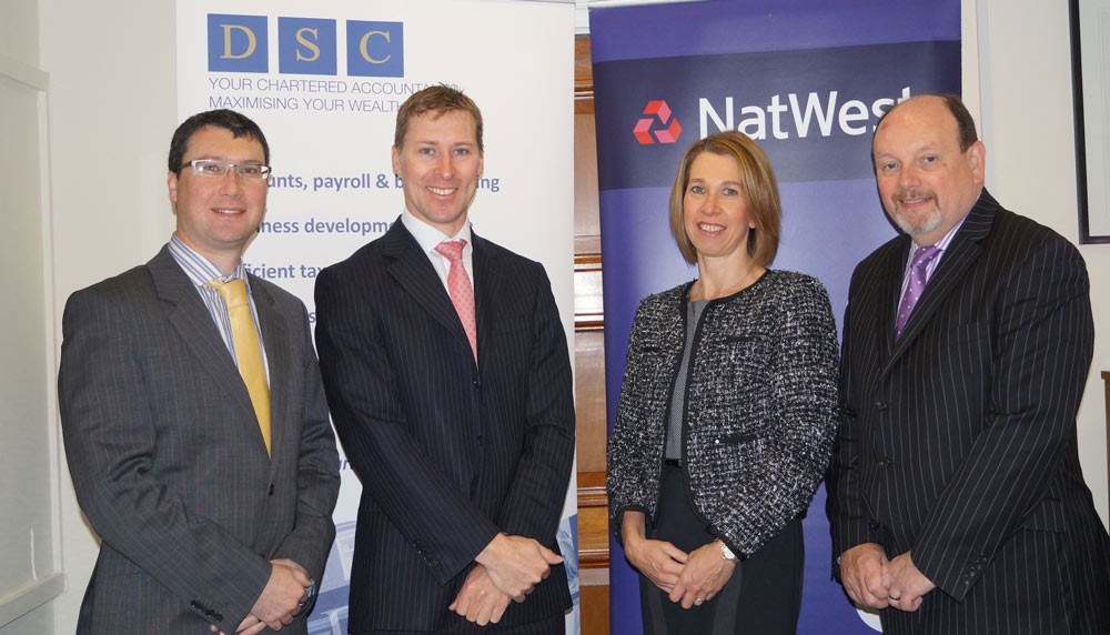 Graham French and John Garbutt of DSC Chartered Accountants with Fiona Runcorn and Chris Matthewman of Nat West’s Harrogate business team