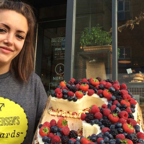 Front of house manager Jessica Falgowski celebrating Baltzensen’s third anniversary
