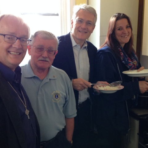 Deacon David Hunt (Trustee), Bryn Heapy (volunteer), Andrew Jones MP and Liz Hancock, Chief Executive of HHP