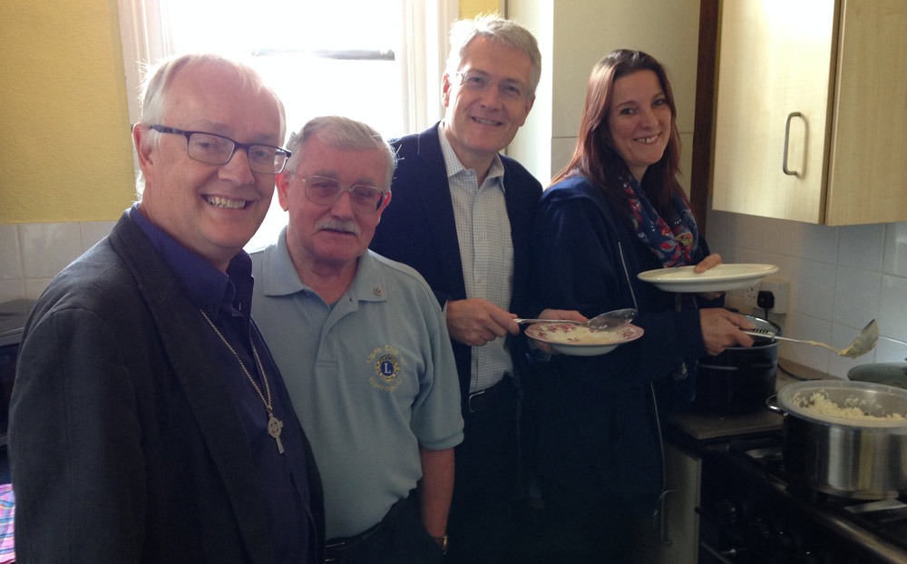 Deacon David Hunt (Trustee), Bryn Heapy (volunteer), Andrew Jones MP and Liz Hancock, Chief Executive of HHP