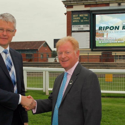 Mike Cattermole, consultant to Media Point and James Hutchinson, managing director of Ripon Racecourse
