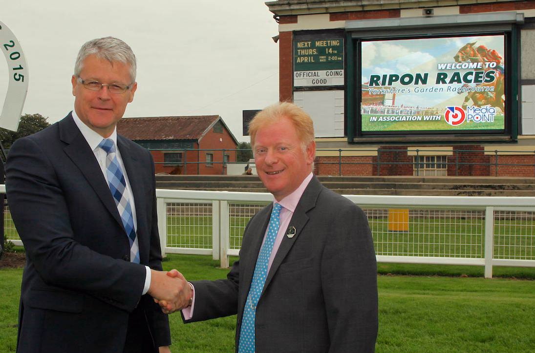 Mike Cattermole, consultant to Media Point and James Hutchinson, managing director of Ripon Racecourse