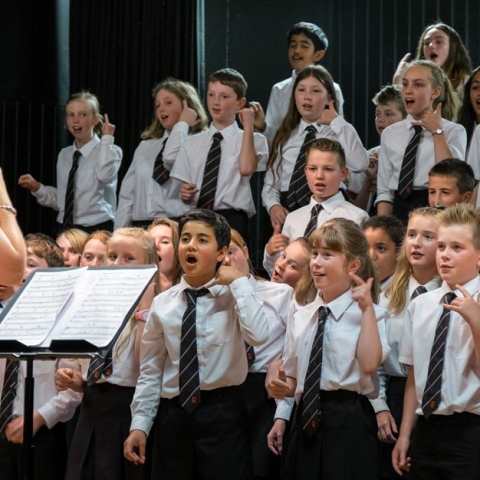 Year 7 students perform at the September Surprise concert, which showcases everything they have learned in the first month at Rossett School