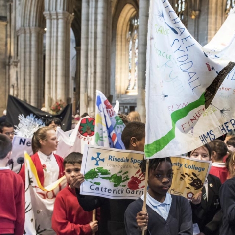 Children from North Yorkshire schools who are members of Armed Forces families gather in Ripon Cathedral for a new beginnings service