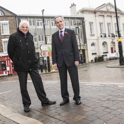 County Councillor Don Mackenzie, right, and County Councillor Bernard Bateman, member for Ripon North, inspect the newly opened blockwork
