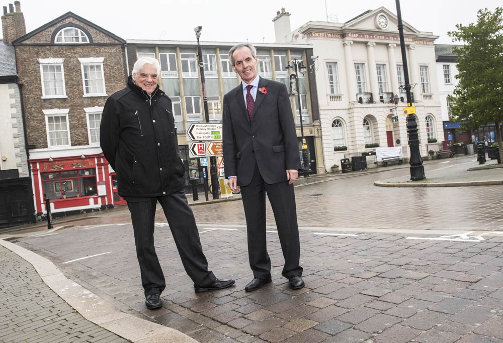 County Councillor Don Mackenzie, right, and County Councillor Bernard Bateman, member for Ripon North, inspect the newly opened blockwork