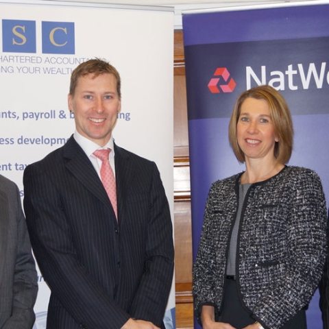 (from left) Graham French and John Garbutt of DSC Chartered Accountants with Fiona Runcorn and Chris Matthewman of Nat West’s Harrogate business team