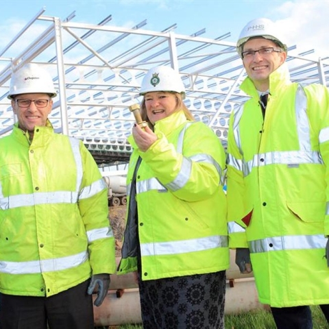 Pictured At The Site Are Left To Right:- Nick Todd, Business Unit Manager Clugston Construction, Heather Parry Deputy Chief Executive of the Yorkshire Agricultural Society, and Adrian Taylor, Adrian Taylor, Technical Director at P+HS Architects