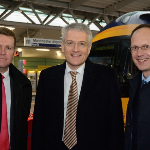 David Brown, Chief Executive of Transport for the North, Transport Minister Andrew Jones and John Cridland, Chair of Transport for the North