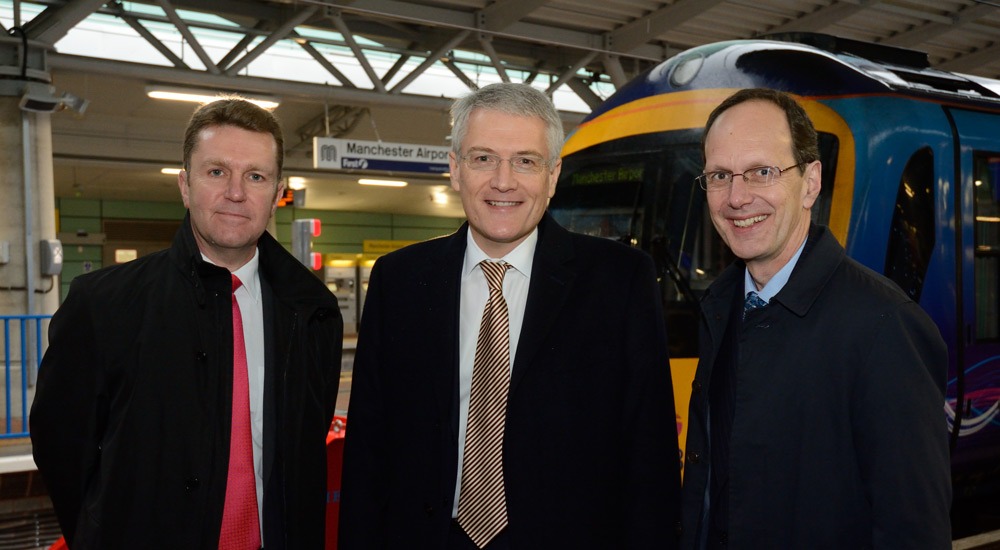 David Brown, Chief Executive of Transport for the North, Transport Minister Andrew Jones and John Cridland, Chair of Transport for the North