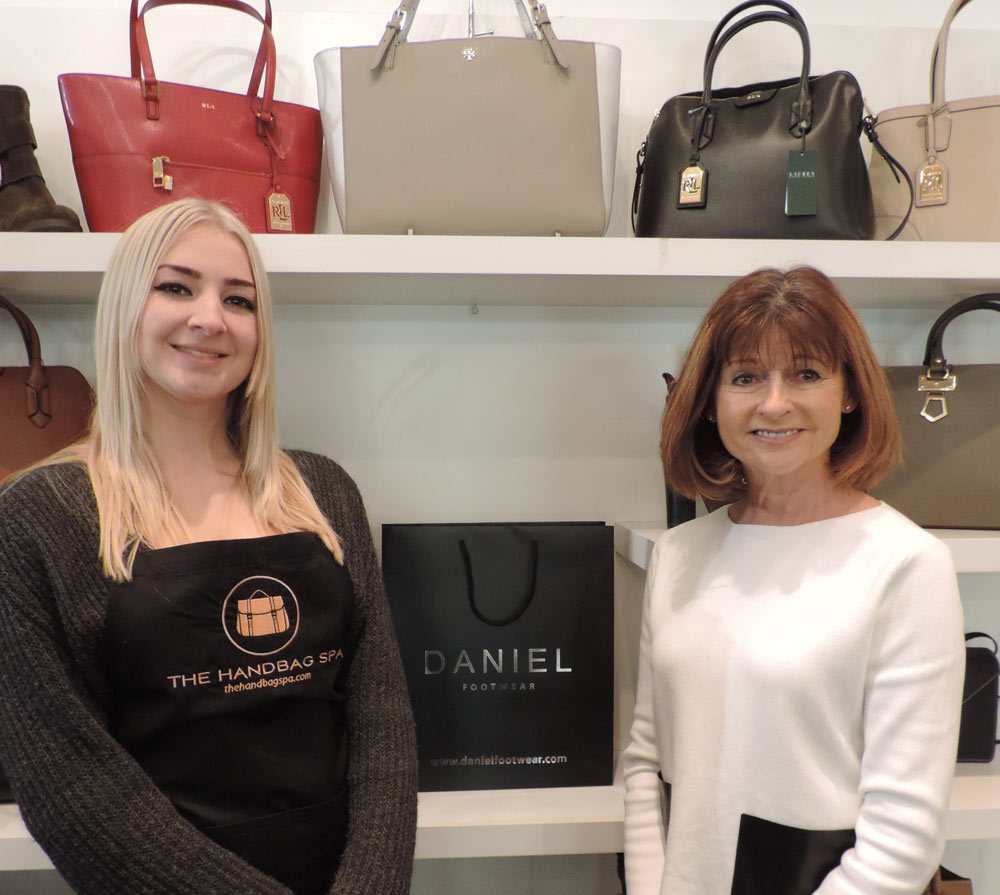 The Handbag Spa manager, Freya Bass and the Daniel Footwear Harrogate store manager, Penny Burr