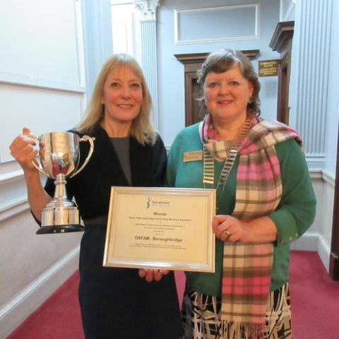 President Sue Williams with Paula Manfield from OXFAM Boroughbridge