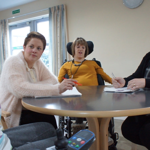 We’re Listening! Disability Action Yorkshire’s community outreach workers Lacey Winn (second left) and Karen Minteh (far right) with service users Eliza Bennett and Kayley Atkinson