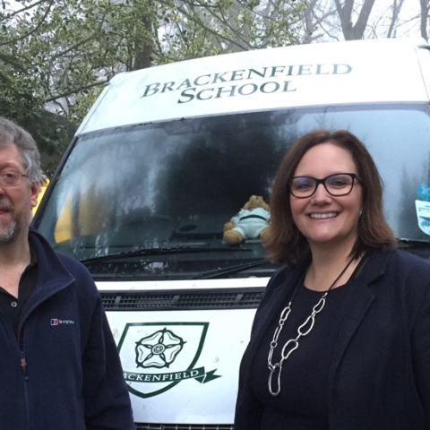 Brackenfield Headteacher, Mrs. Pat Sowa with David Shaftoe from Open Country