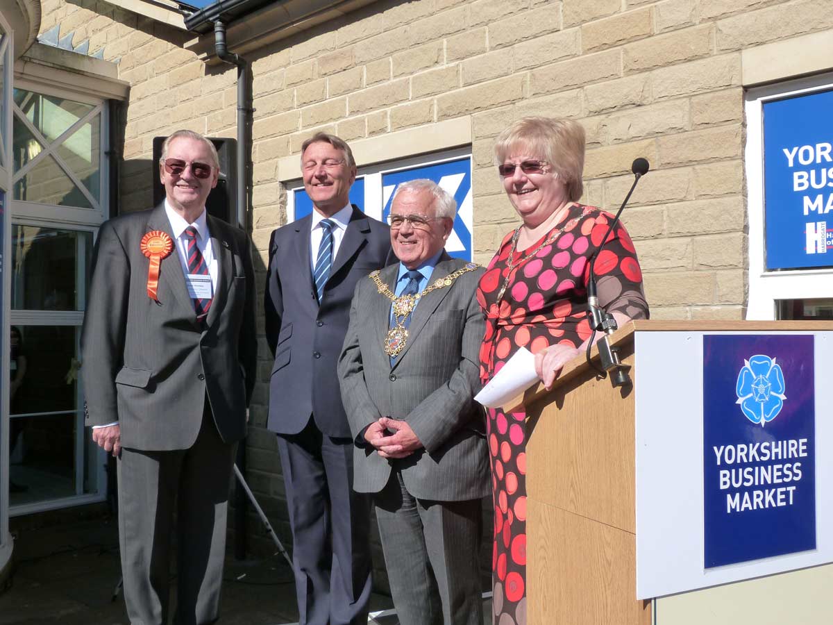 Brian Dunsby, Sandra Doherty, the Lord Lieutenant of North Yorkshire Barry Dodd CBE, and former Mayor of Harrogate Jim Clark, at last year’s Yorkshire Business Market