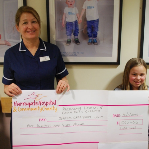 Phoebe with Kim Pitt, Senior Sister for Harrogate District Hospital’s Special Care Baby Unit
