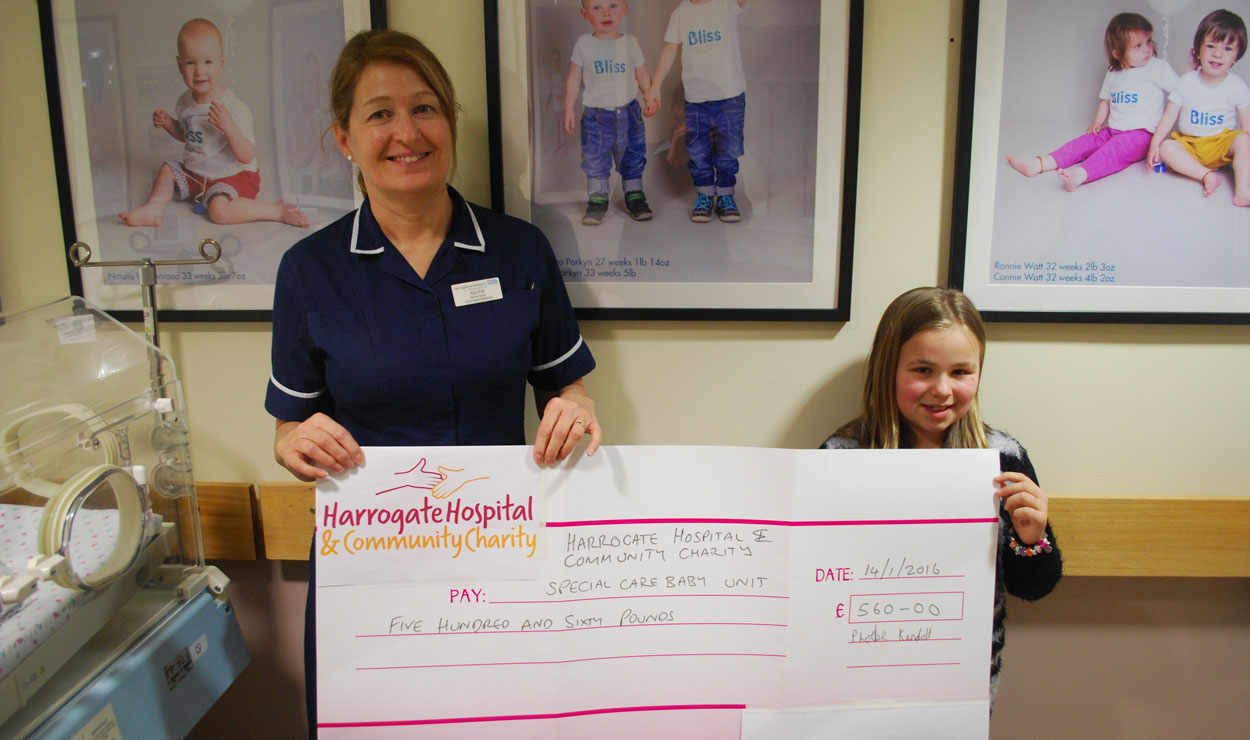Phoebe with Kim Pitt, Senior Sister for Harrogate District Hospital’s Special Care Baby Unit